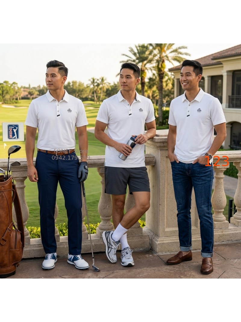 Áo Polo Golf Thể thao PGA Họa tiết