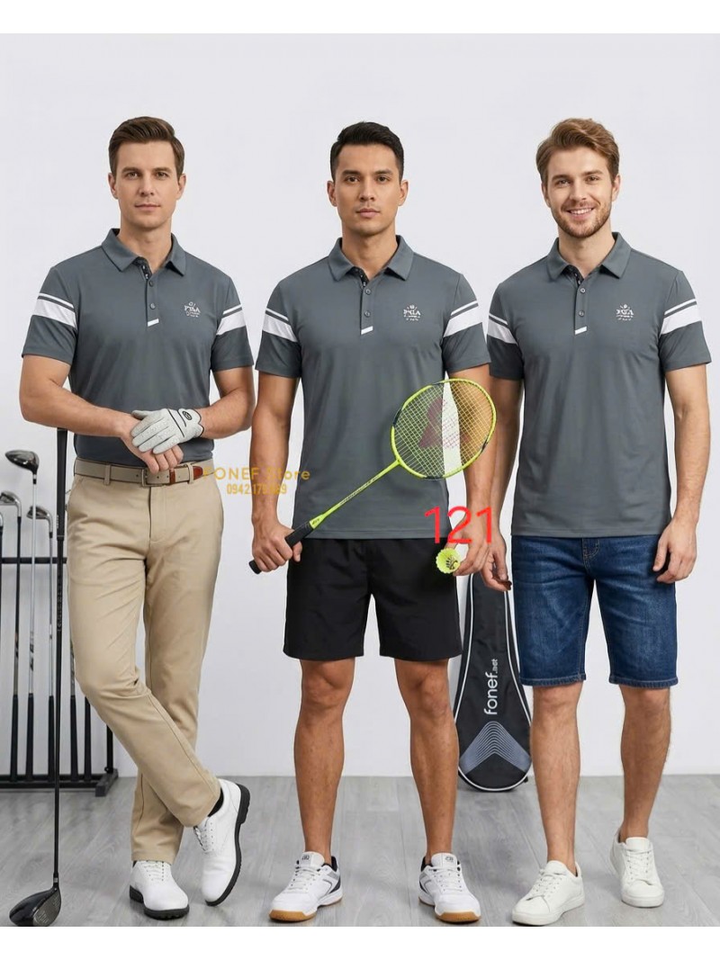Áo Polo Golf Thể thao PGA Xanh Xám