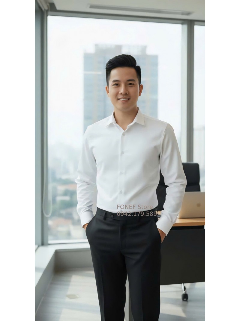 Áo Sơ mi Dài tay Cao cấp F1D Trắng Kẻ